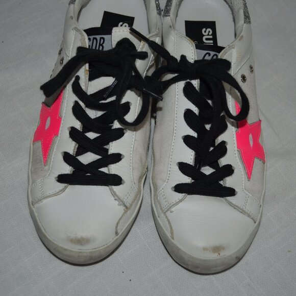 $625 Sz 36 6 Golden Goose Pink Star Superstar Glitter Heel Leather Snea… - Picture 8 of 10